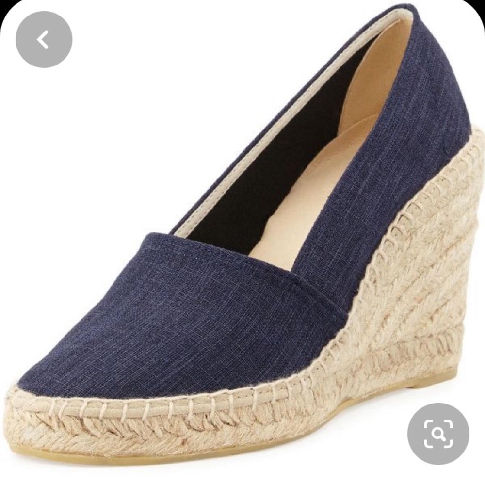 Neiman Marcus Lola Linen Wedge Espadrille Pump